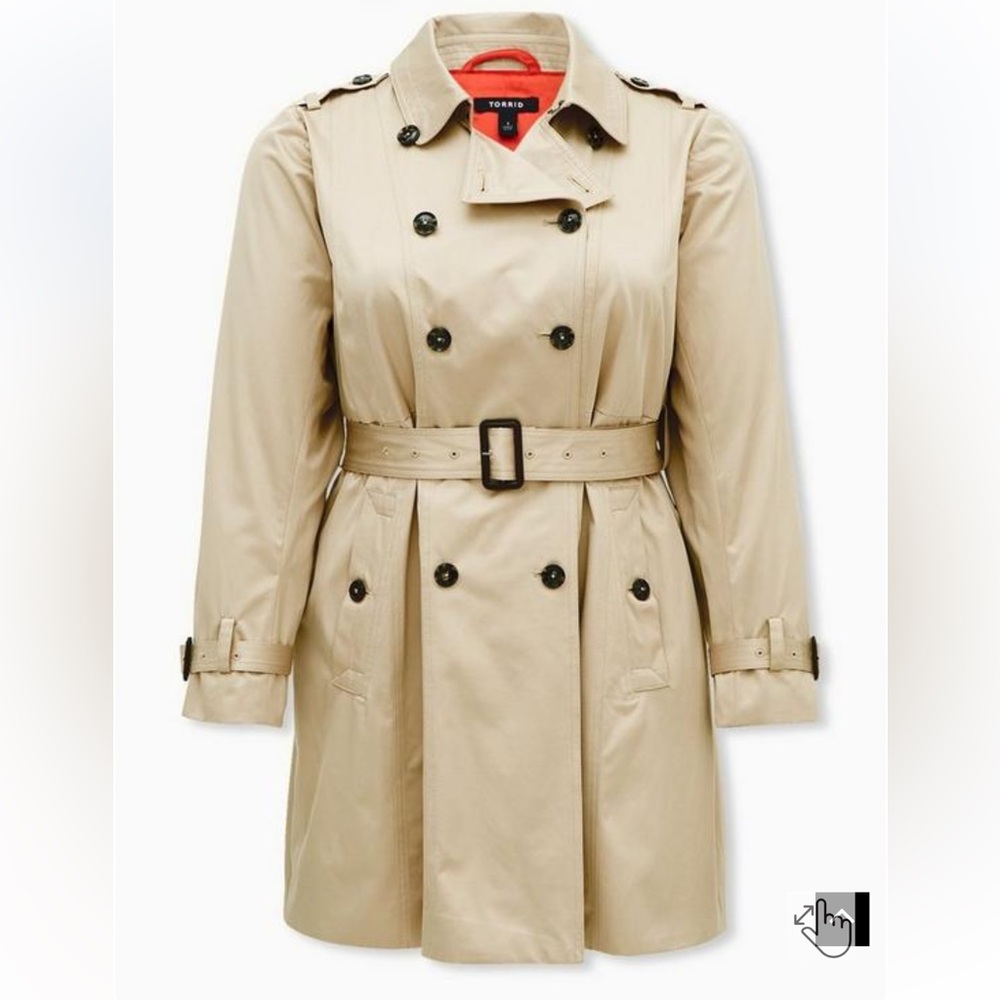 Beige Double-Breasted Belted Trench Coat
